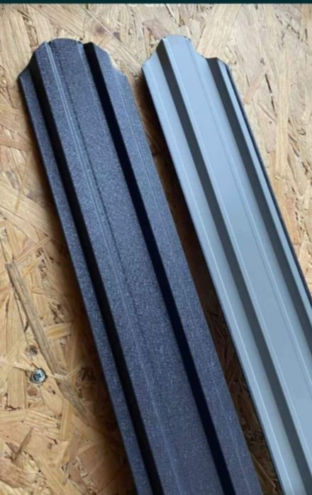 Vand sipca metalica de gard dublu vopsit gri antracid si negru mat