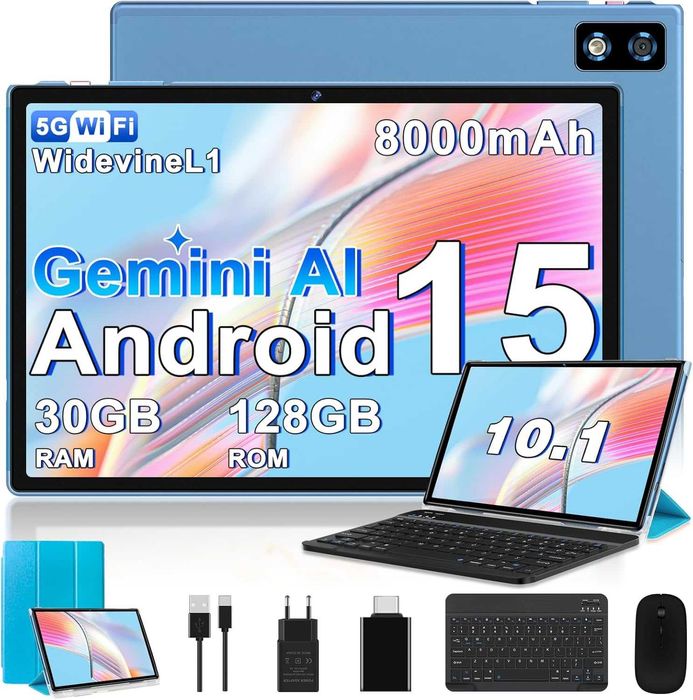 Таблет 10 инча Android 15 - 30GB RAM, 128GB Памет + Клавиатура и Мишка