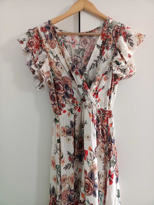 Rochie pentru ocazii speciale M albă cu flori feminină