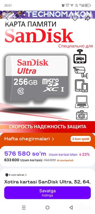 Mikro fleshka sotiladi