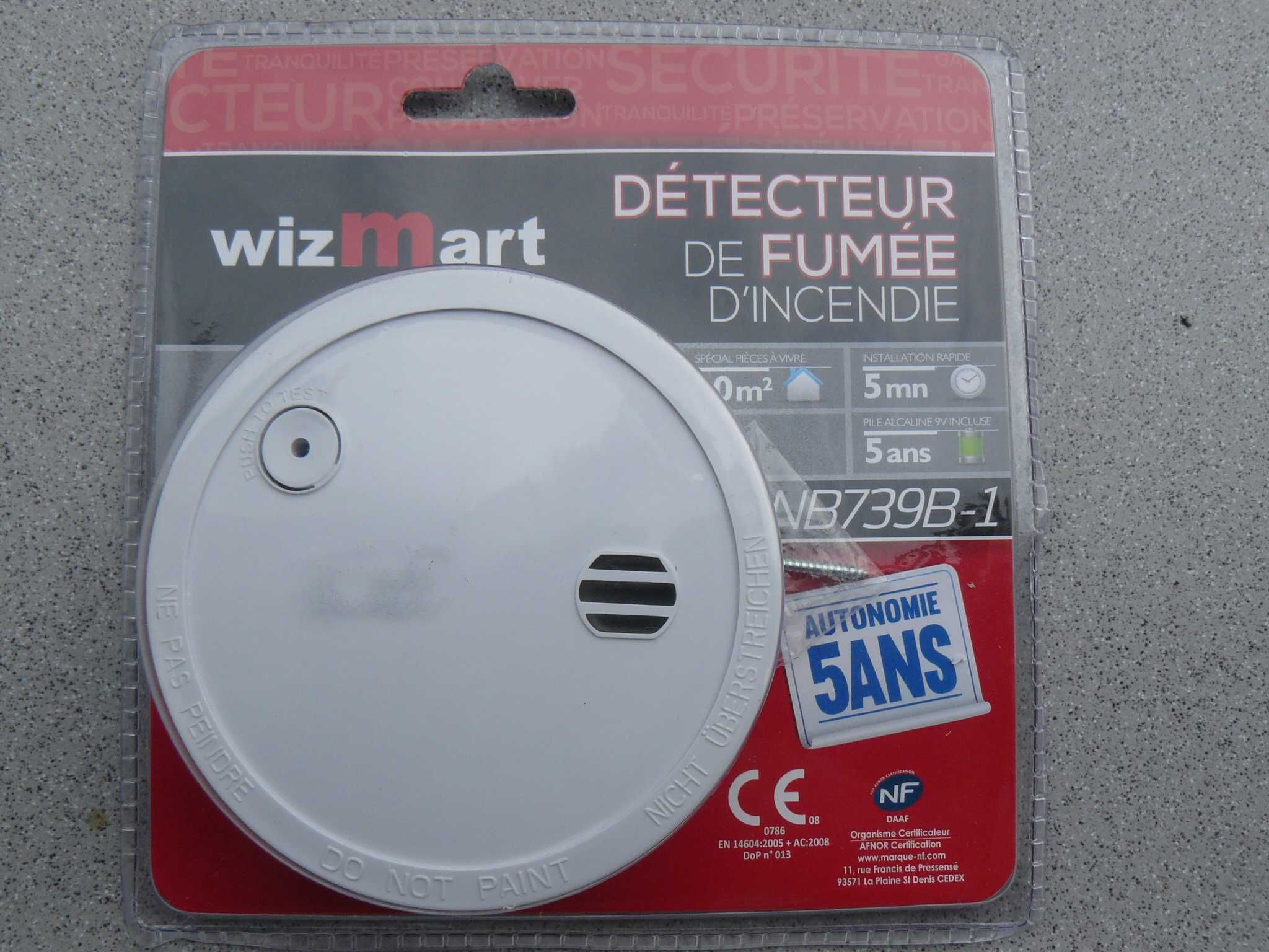 WizMart DAAF Détecteur de fumée autonomie NF 5 ans