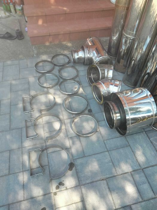 Set complet coș fum inox izolat cu accesorii