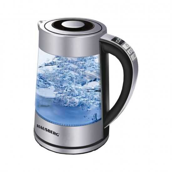 Стъклен чайник с дигитален дисплей HAUSBERG HB-3625