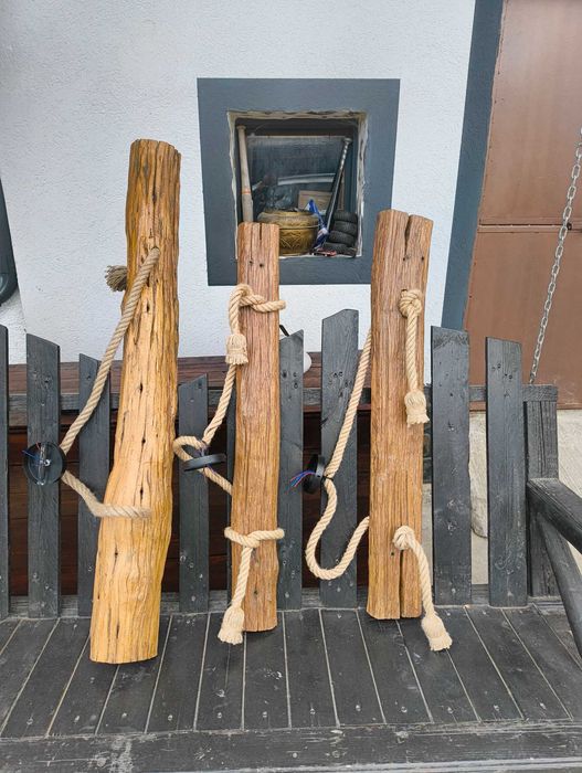 Candelabru rustic din lemn masiv