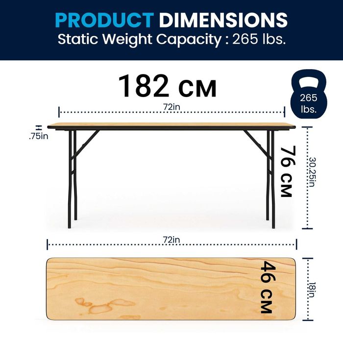 Дървена сгъваема маса за обучение/семинари с гладък завършен плот