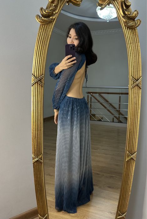 Плиссированное платье-макси р.S-M