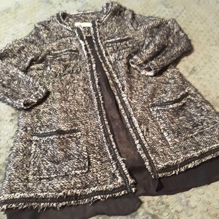 ZARA Жилетка черно/бяла