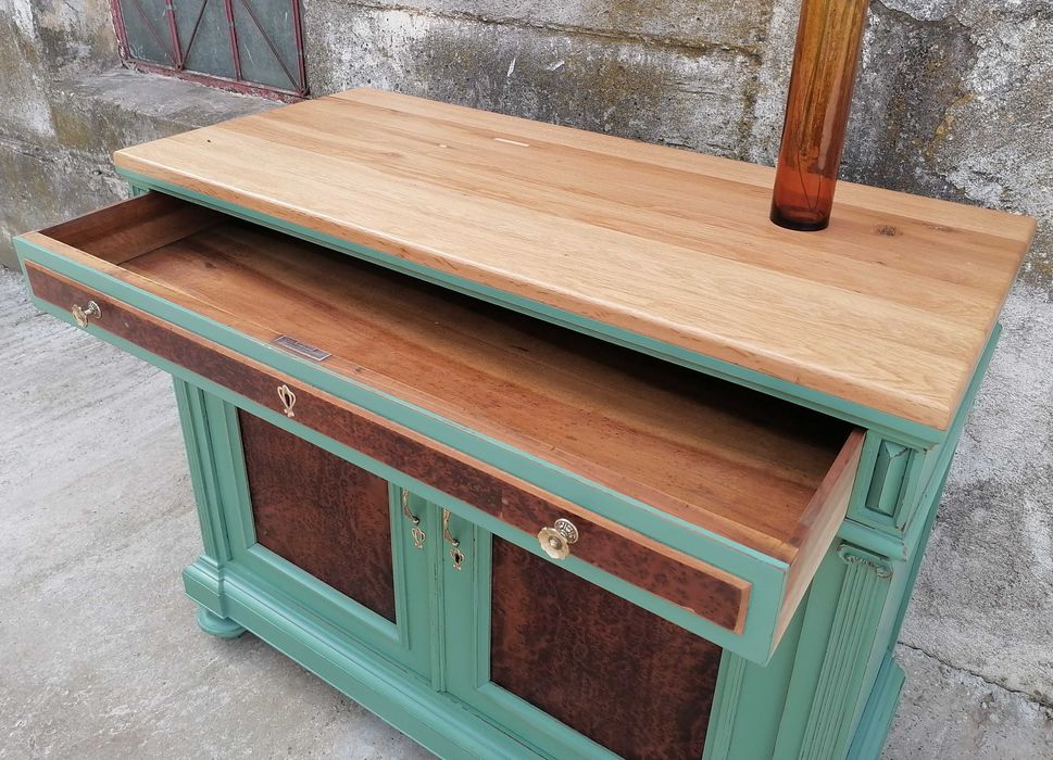 Comoda veche din lemn cu blat din stejar, reconditionata / Servanta