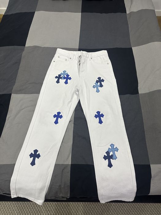 blugi albi chrome hearts