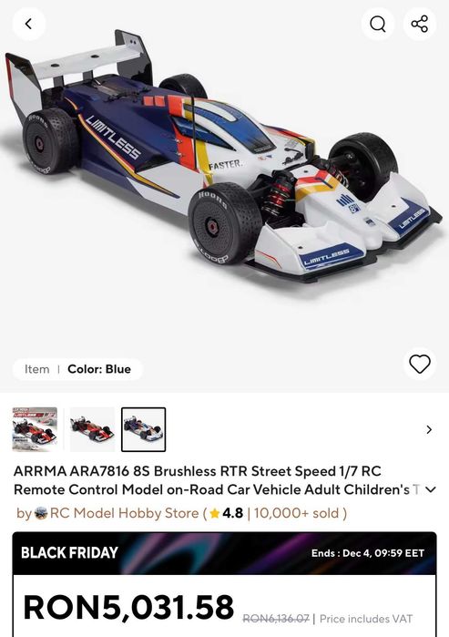 ARRMA LIMITLESS 8S BLX 4X4 Speed Machine RTR, 193km/h - sigilata