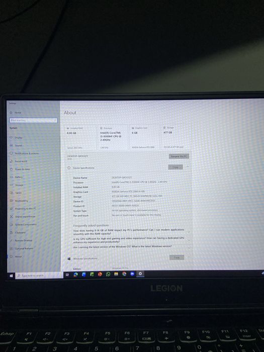 Lenovo Legion Gaming RTX 2060 – SSD 512 GB – Stare foarte bună