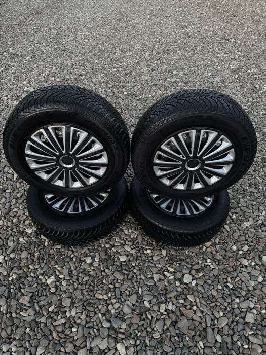 Vând 4 jante din otel 5x112 cu cauciuri de iarna Fulda+capace