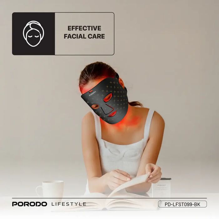Светотерапия для лица Porodo Led Face Mask 7 цветов LED, Type-C, Black