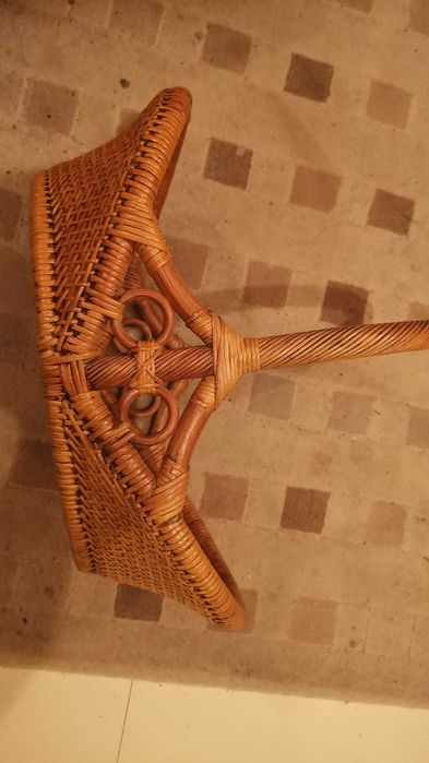 set 3 buc cos rotund ratan bambus natural impletit