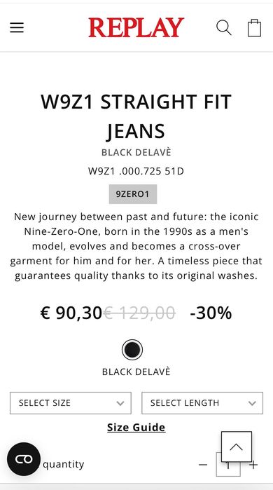 Дамски дънки : Replay W9Z1 Straight Fit Jeans 28