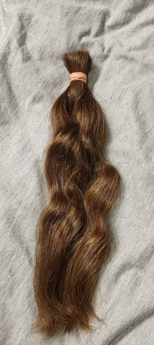 2 cozi păr castaniu natural copil, nevopsit, netratat, în stare foarte bună, verificați detaliile mai jos
