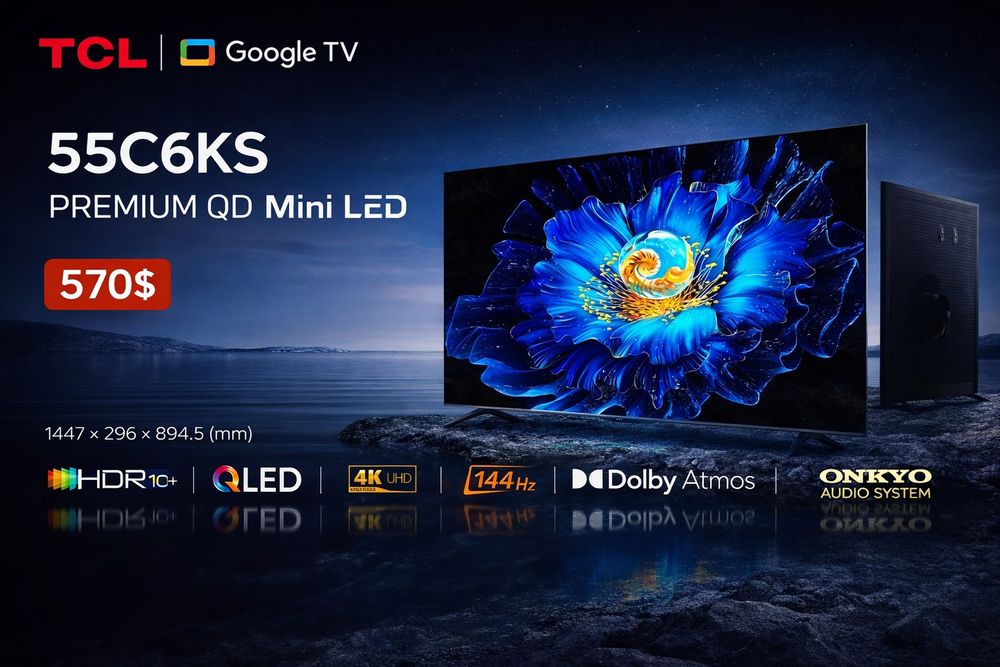 TCL Qled 55 - 144 HZ Google tv. Ovozli boshqaruv