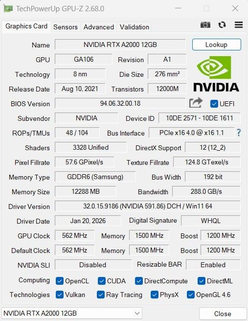 Nvidia Rtx A2000 12gb