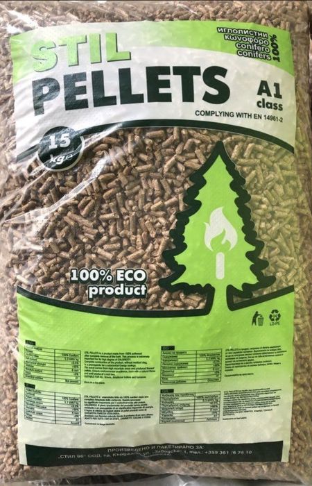 Продавам иглолистни пелети от белен бял бор 6 мм налични 45 броя по 15