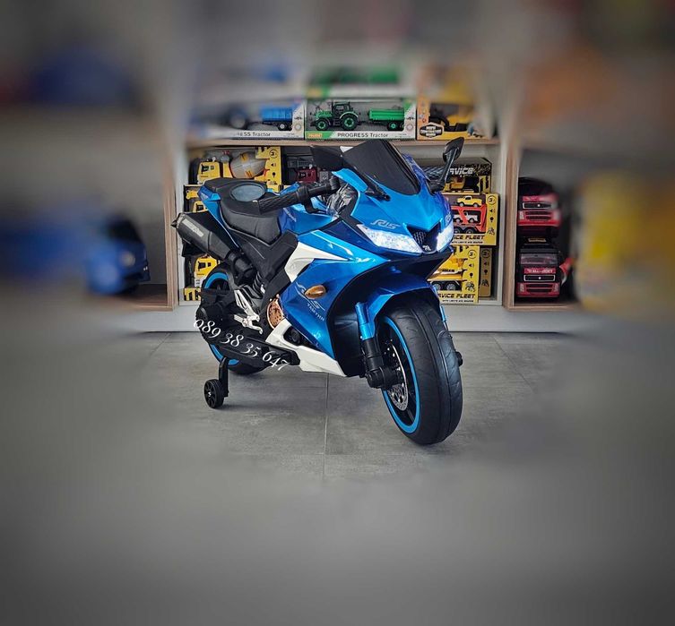 ТОП ЦЕНА!НОВО!Акумулаторен мотор Motocross BLUE с 12V,кожена седалка