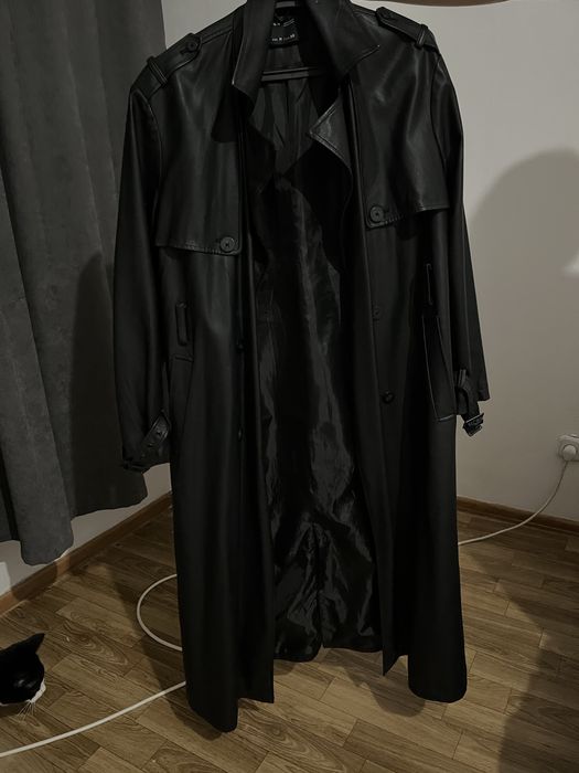 Кожаное пальто длинное