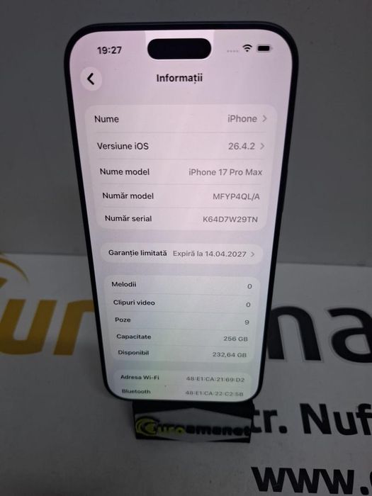 Telefon mobil Apple iPhone 17 Pro Max, 256GB -N2-