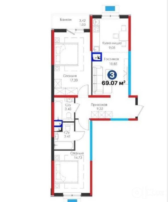 Продается квартира ЖК NRG Meros Comfort+ 3х комн. 72м2‼️ Альфраганус