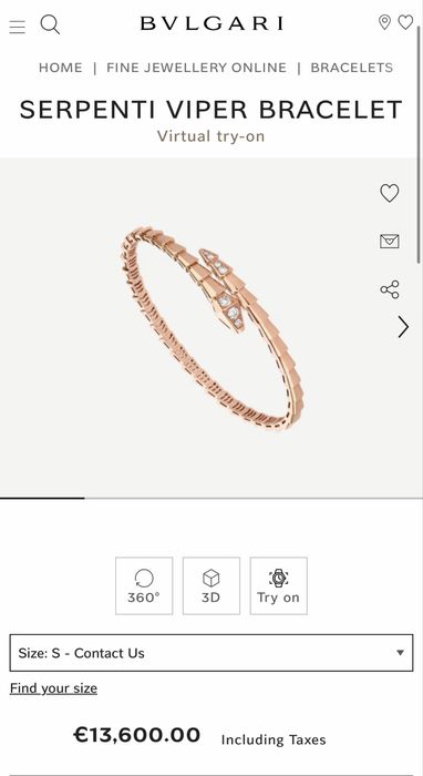 Bulgari Serpenti гривна 18к