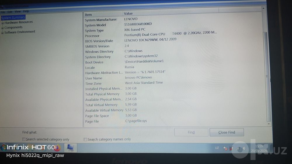 Lenovo noutbuk narxi kelishiladi