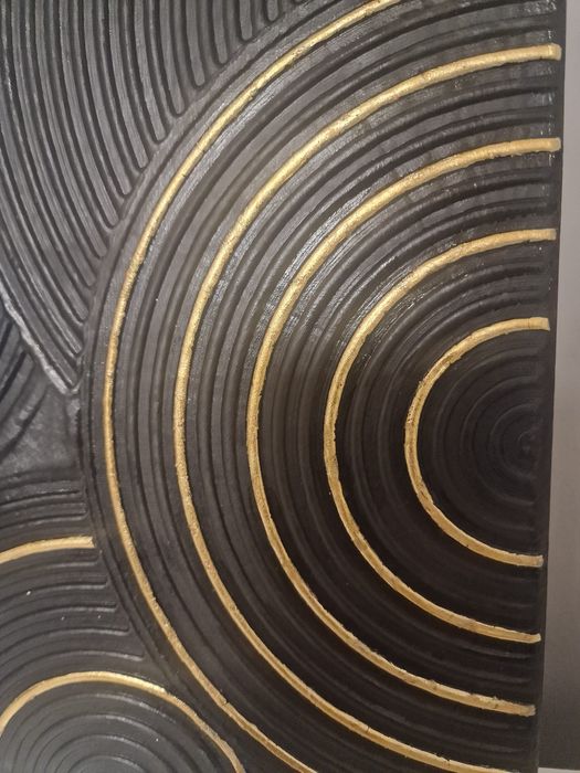 Tablou 3D realizat manual negru/auriu 24x30 cm