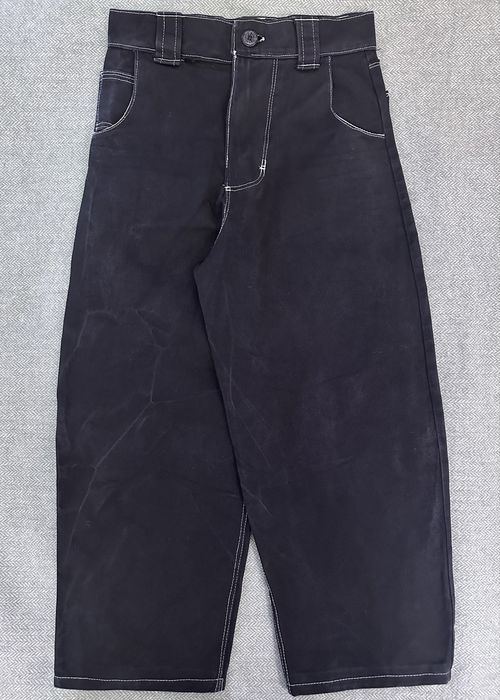 Мужские джинсы baggy / wide leg, чёрные, контрастная строчка