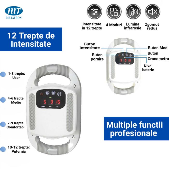 Aparat electric de masaj cu vibratii, tip Pistol Gun cu percutie, 4 moduri, 12 viteze, 3200 RPM, pentru relaxare tonifiere recuperare si antistres