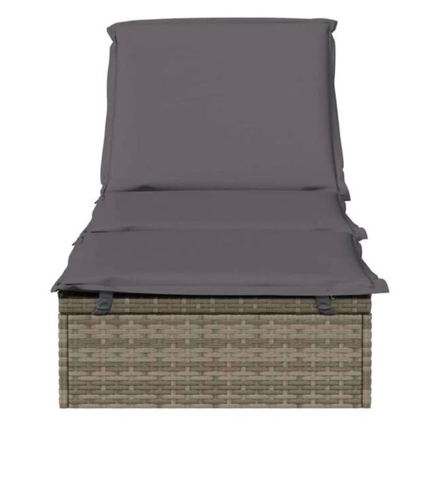 Sezlong cu pernă, 1buc gri 201x55x62cm poliratan