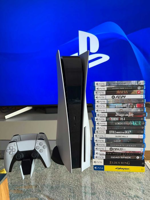 PlayStation 5 Disc Edition, 2 controllere DualSense + Docking Station + 20 jocuri