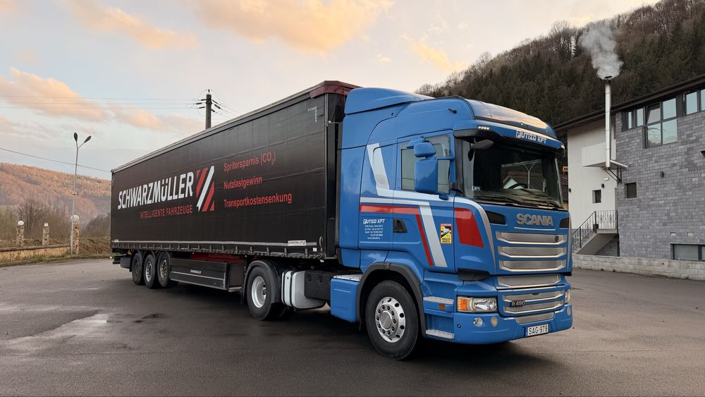 Scania R490 euro6, Semiremorca prelata Schwarzmuller