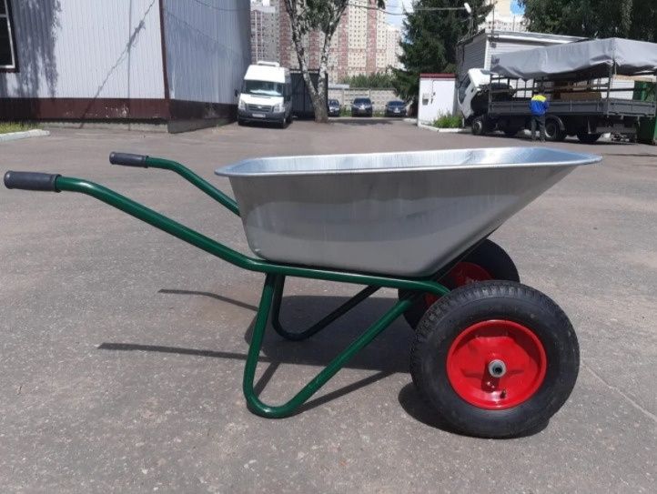 Тачка 2х колёсная усиленная строительная, тележка 110л корыто