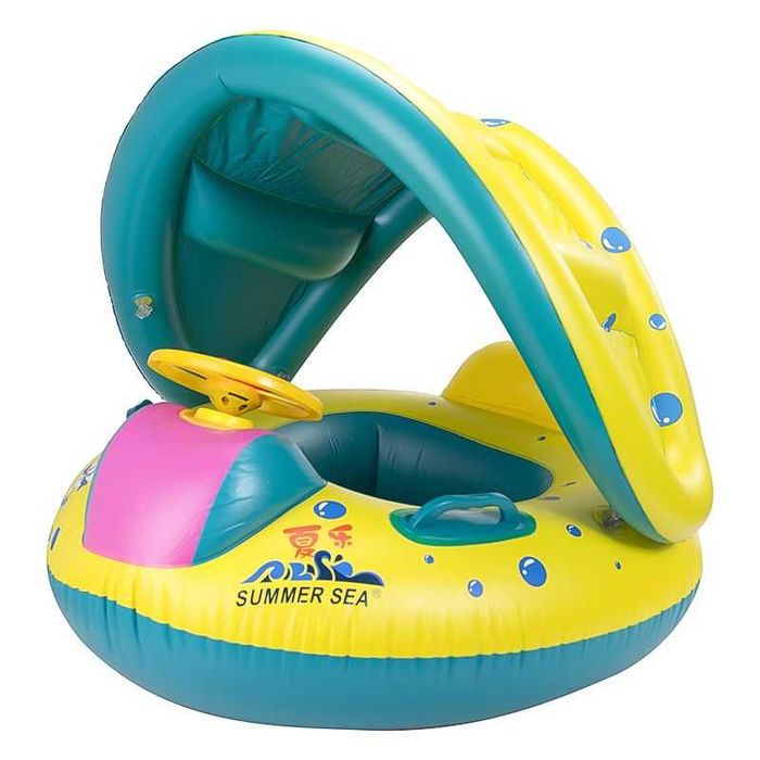 Детски надуваем пояс със сенник, волан, дръжки и опора за деца