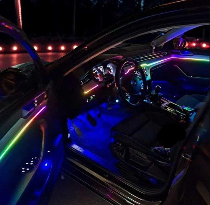 Kit 23 în 1 lumini ambientale auto Symphony RGB Wireless, benzi acrilice LED, iluminare bord, uși, mânere și picioare, control prin aplicație