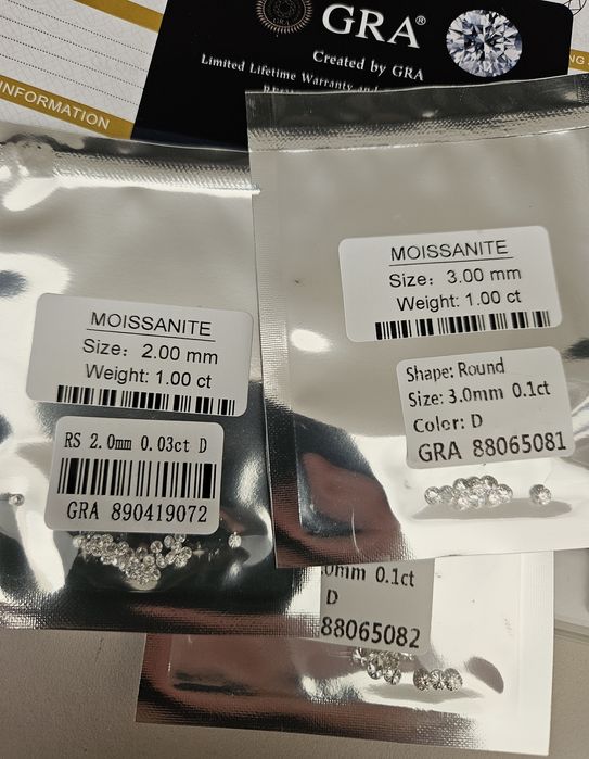 10бр. Диаманти Мойсанит 3мм  1 карат