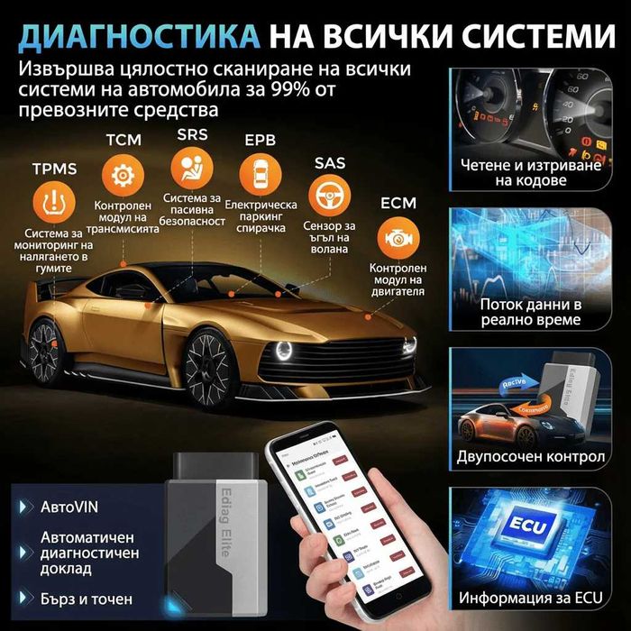Доживотен лиценз!! 2026 EDIAG ELITE Доживотно ползване без абонаменти!