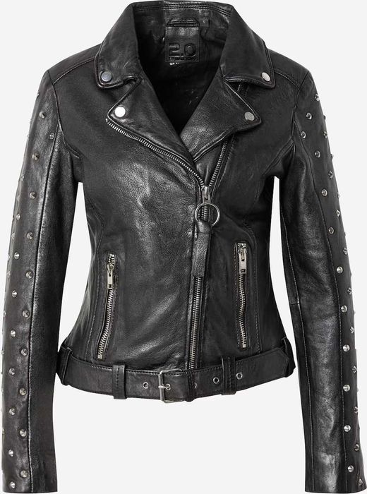 Geaca biker de piele cu tinte NOU cu eticheta 38 slim fit