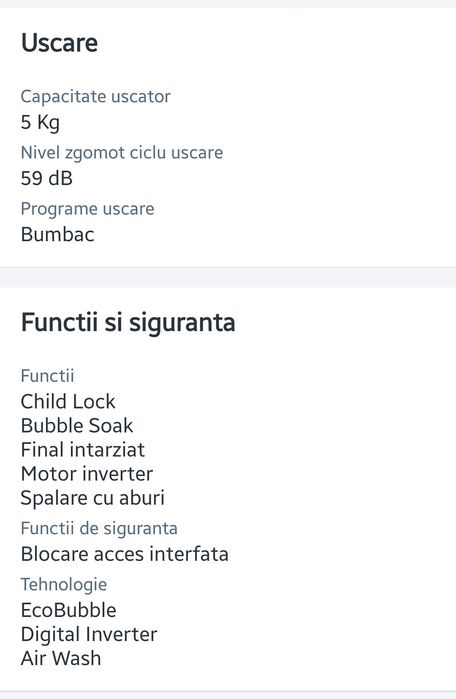Masina de spălat cu uscător Samsung
