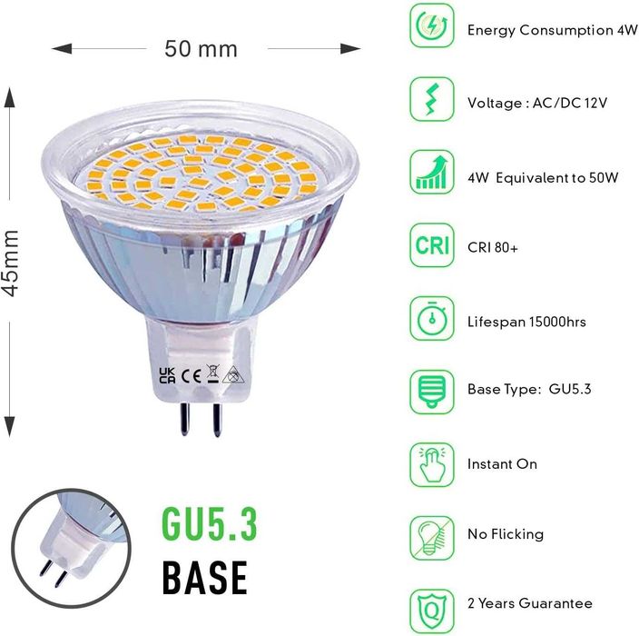 Becuri led GU5.3 MR16 ROTTYI bulb - 8 buc - 12V AC/DC