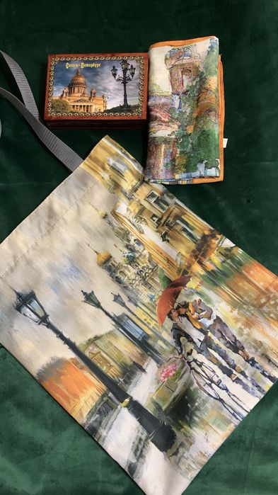 Шопер, платок и шкатулка из Санкт-Питербурга новые