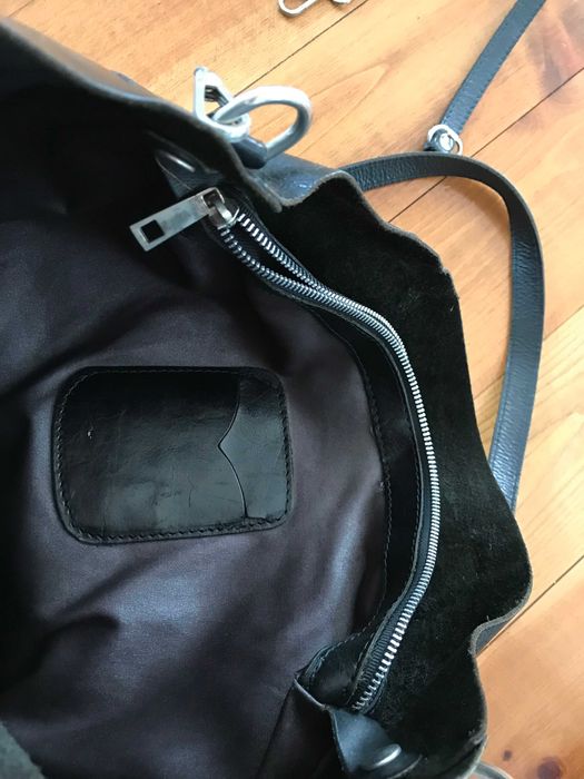 Дамска чанта, естествена кожа - черна