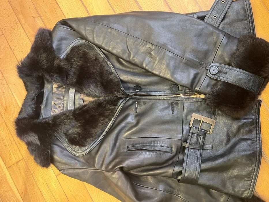 Кожено яке с естествен косъм