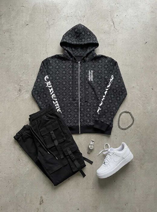Chrome Hearts Zip Up Hoodie - горница - сива