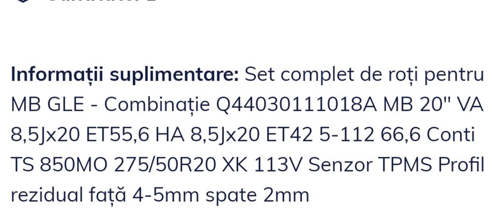 Set roti Mercedes  Benz GLE  275/50 r20