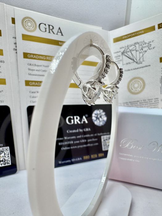 Сребърни обеци с мойсанит (Диамант) 2 карата