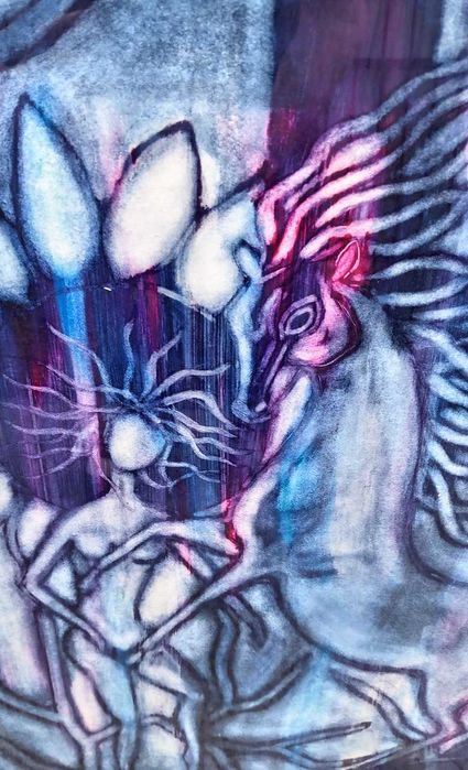 Tablou vechi - nud si cal - semnat R. Bachelet